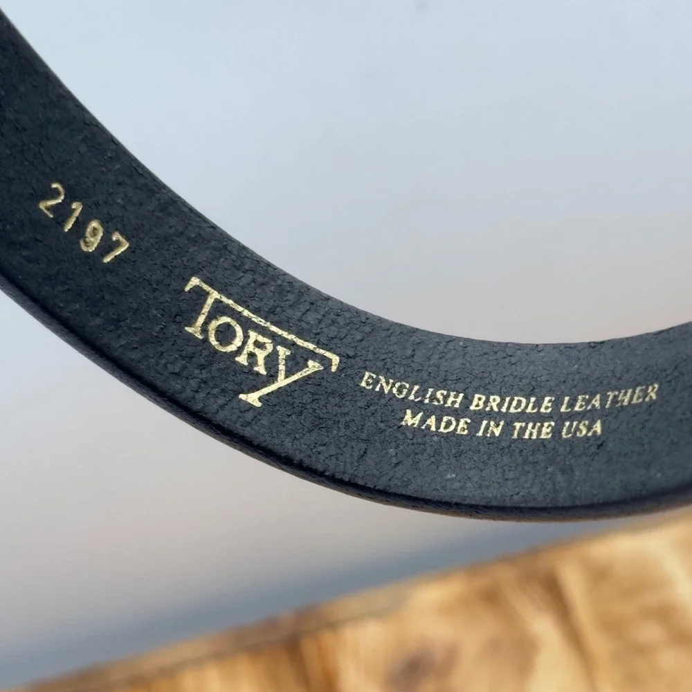 Tory Leather Belt Black Snaffle Bit English Bridle Leather USA Size 30 2197 EUC